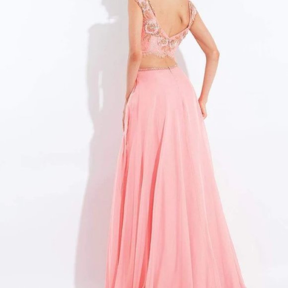 NWT Rachel Allan Cap Sleeve Floral Two-Piece Gown - Picture 3 of 4